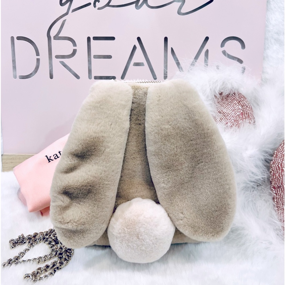 🐰 Kate Spade BunBun bunny rabbit crossbody so soft faux fur chain strap pouf